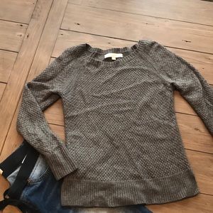 Loft,woven pattern, lightweight gray sweater SzM